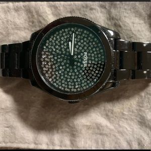 Woman’s Black Metal Fossil Watch